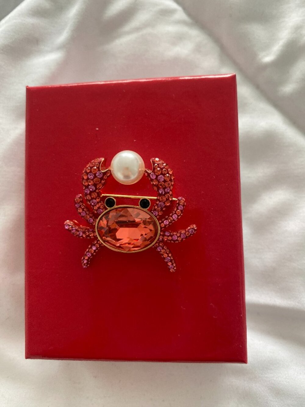 Pink Crab Brooch